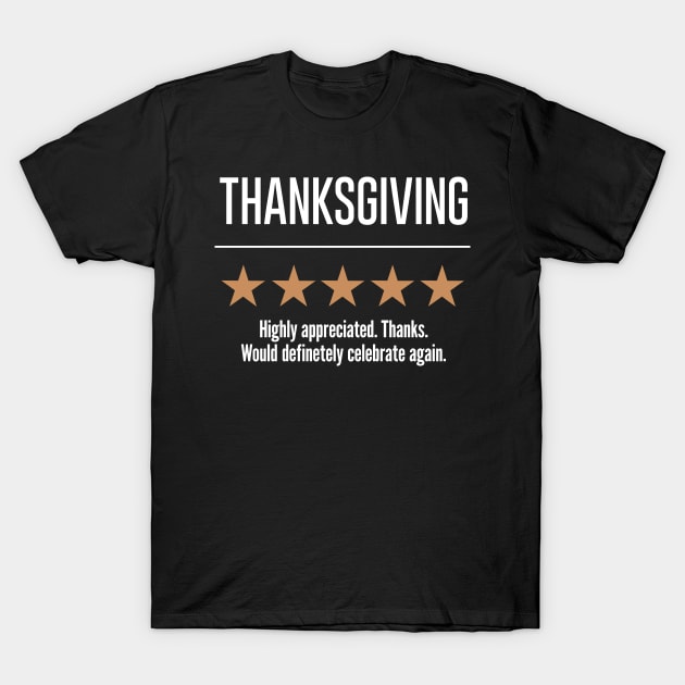 Funny Thanksgiving Review 5 Star Rating T-Shirt by VDK Merch